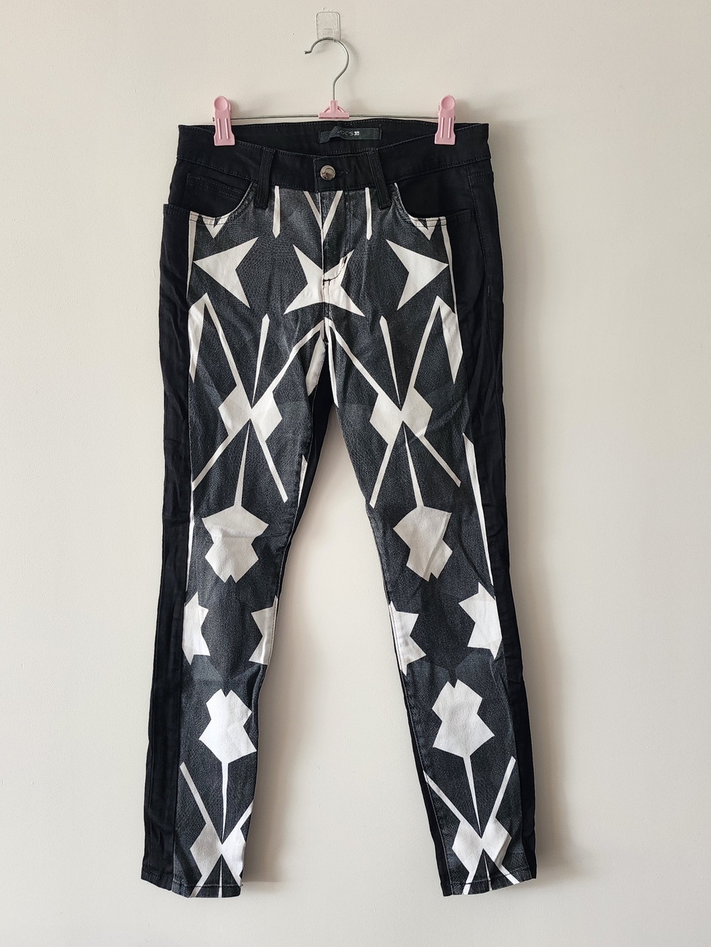 Joe’s Jeans Skinny Ankle Matrix Print Black Women Sz 27 Streetwear Edgy Graphic